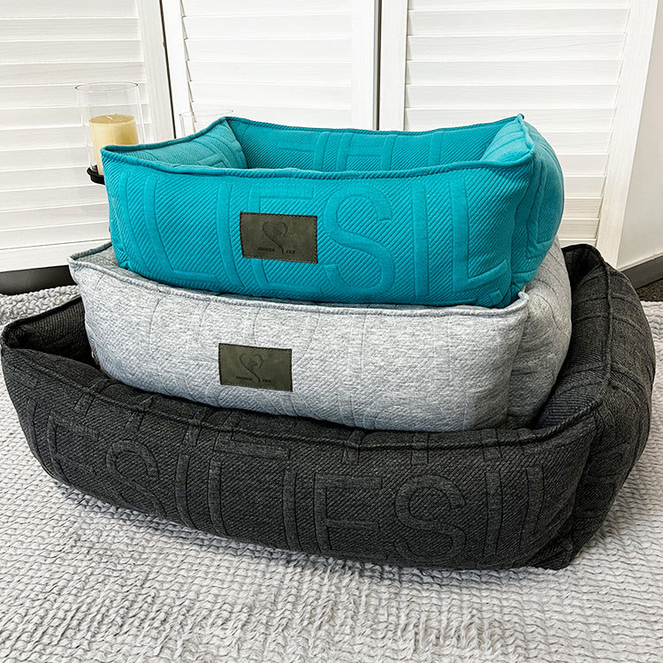PET958 Malachite Green Velvet Corduroy Rectangle Dog Bed