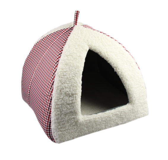 PET566 Warming Red Stripe Cat Calming Beds Soft Dog Bed