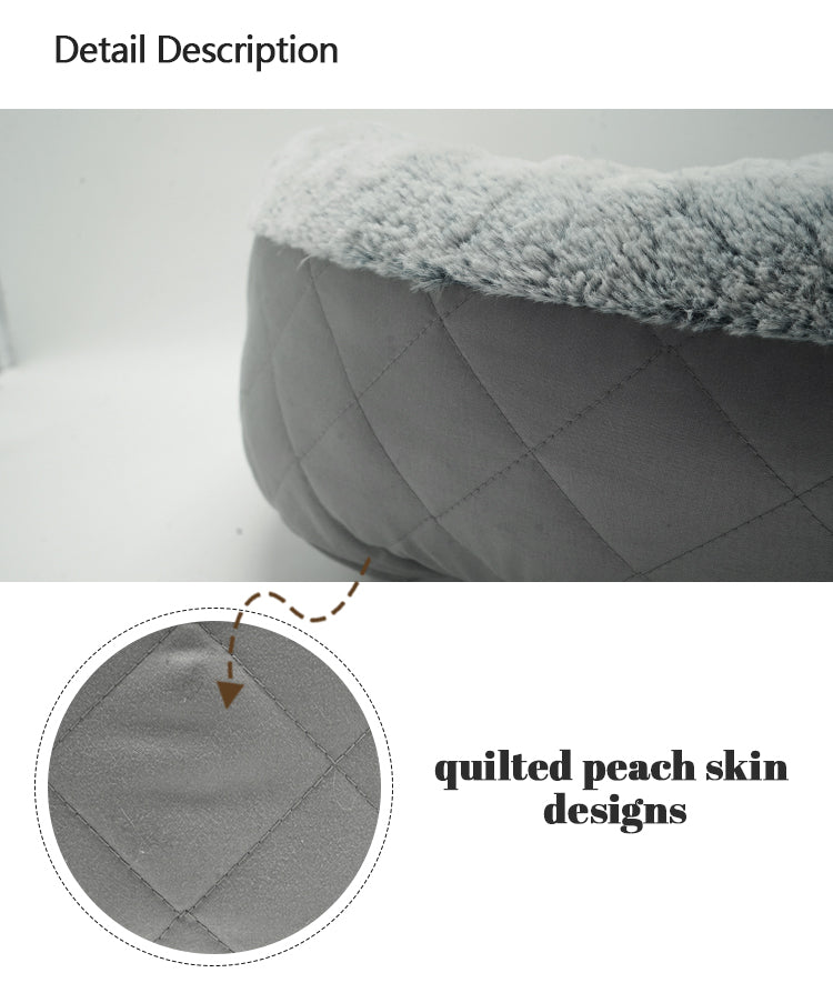 PET572 Rabbit Fur Circle Dog Donut Bed