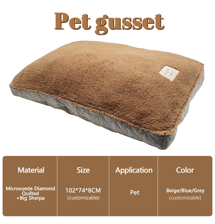 PET572 Microsuede DiamondQuilted+Big Sherpa Pet pillow square cushion