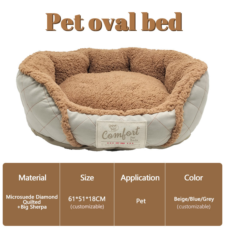PET572 Microsuede DiamondQuilted Big Sherpa Pet Bed