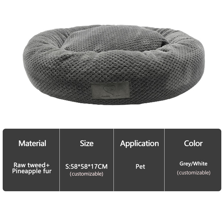 PE676 Round Donut Dog Bed With Zipper
