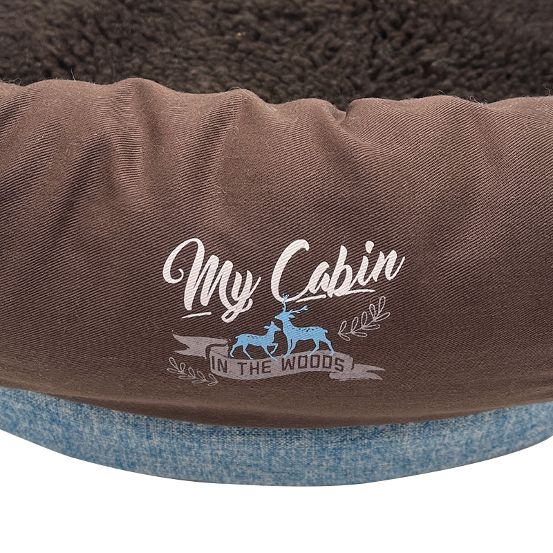 PET685 Memory Foam Linen Circle Round Dogs Bed