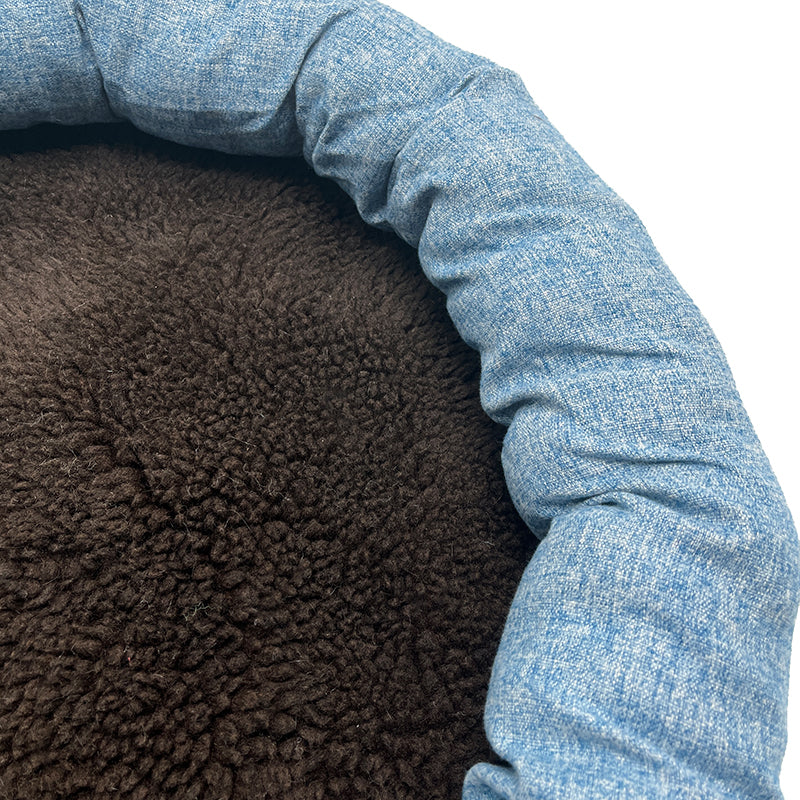 PET685 Memory Foam Linen Circle Round Dogs Bed