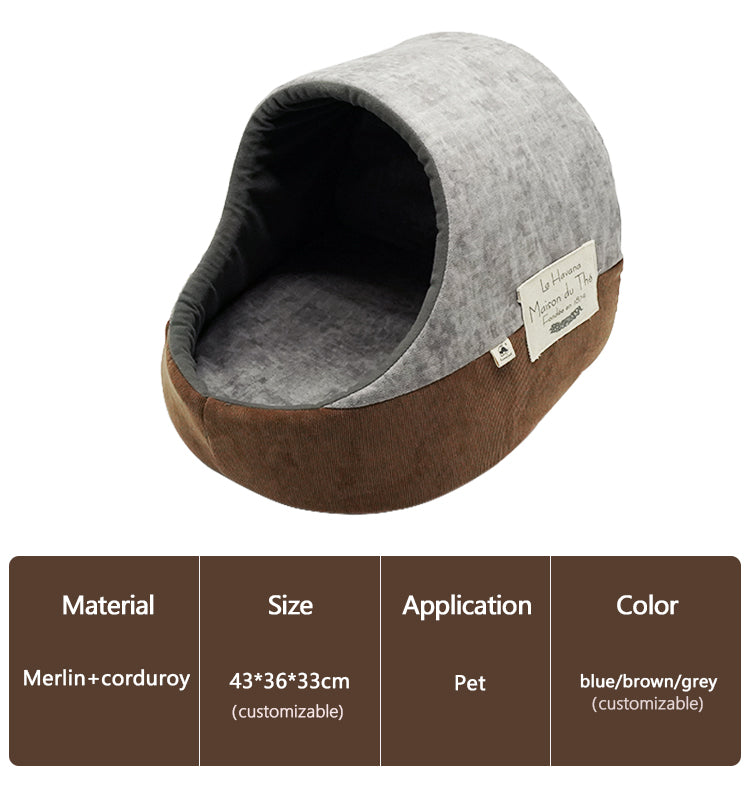 PET817 Corduroy Cat Cave Bed Cat House