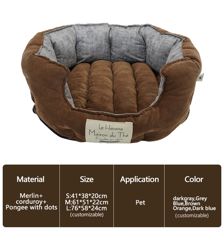 PET817 Washable Dog Oval Bed Pet Basket Bed