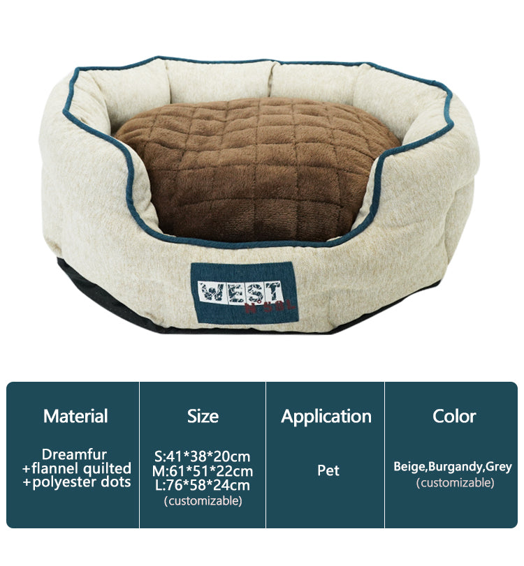 PET836 Pet Bed Flannel Circle Dog Cat Bed