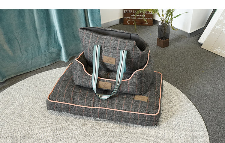 PET844 Classic Dog Crate Bed Removable Cove Mattress Mat Pillows
