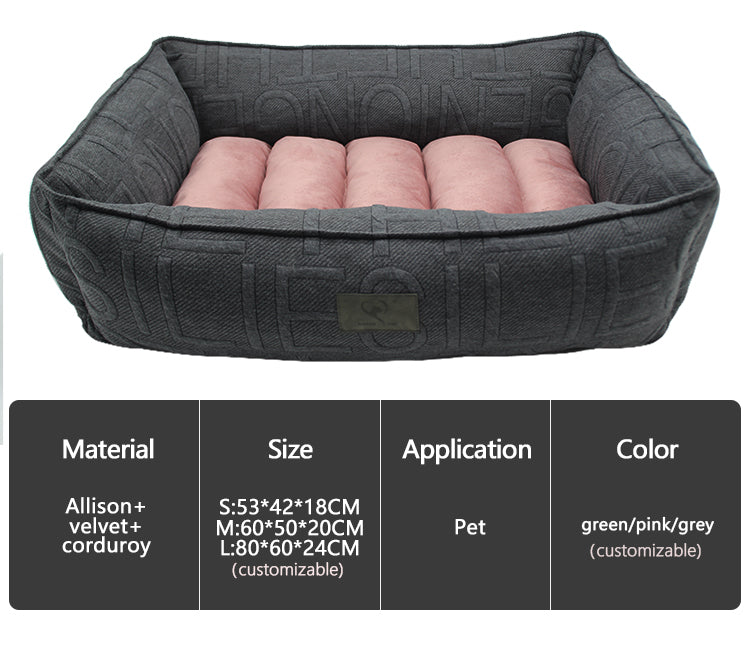 PET958 Malachite Green Velvet Corduroy Rectangle Dog Bed