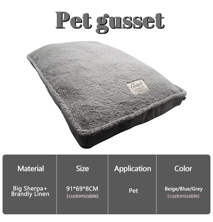PET979 Big Sherpa+Brandly Linen Pet Pillow Square Cushion