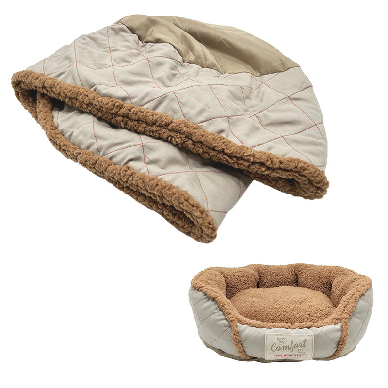 PET572 Microsuede DiamondQuilted Big Sherpa Pet Bed