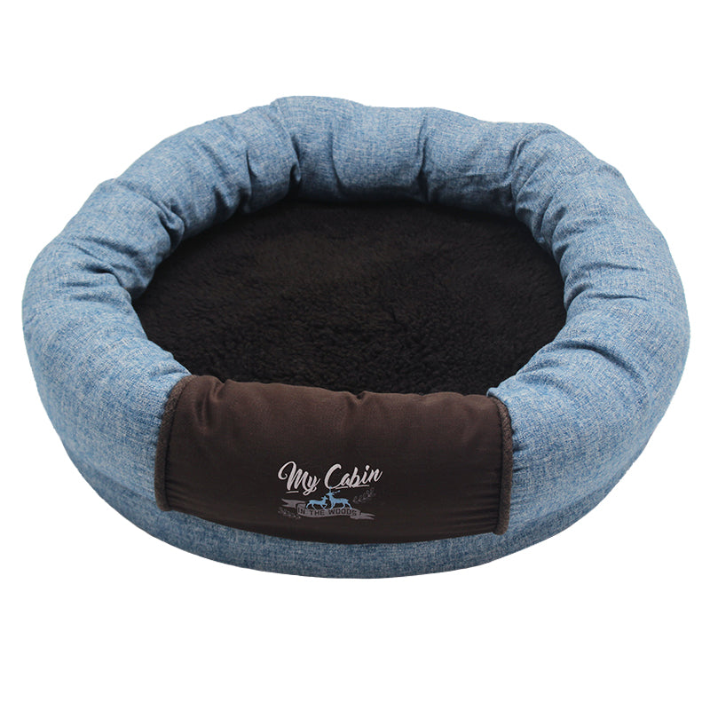 PET685 Memory Foam Linen Circle Round Dogs Bed