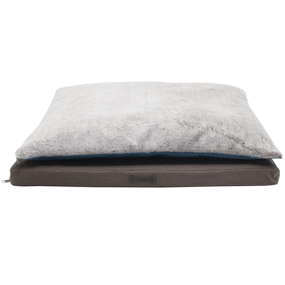 PET841 2 In 1 Pet Cushion Oxford Rabbit Fur Rectangle Dog Mattress
