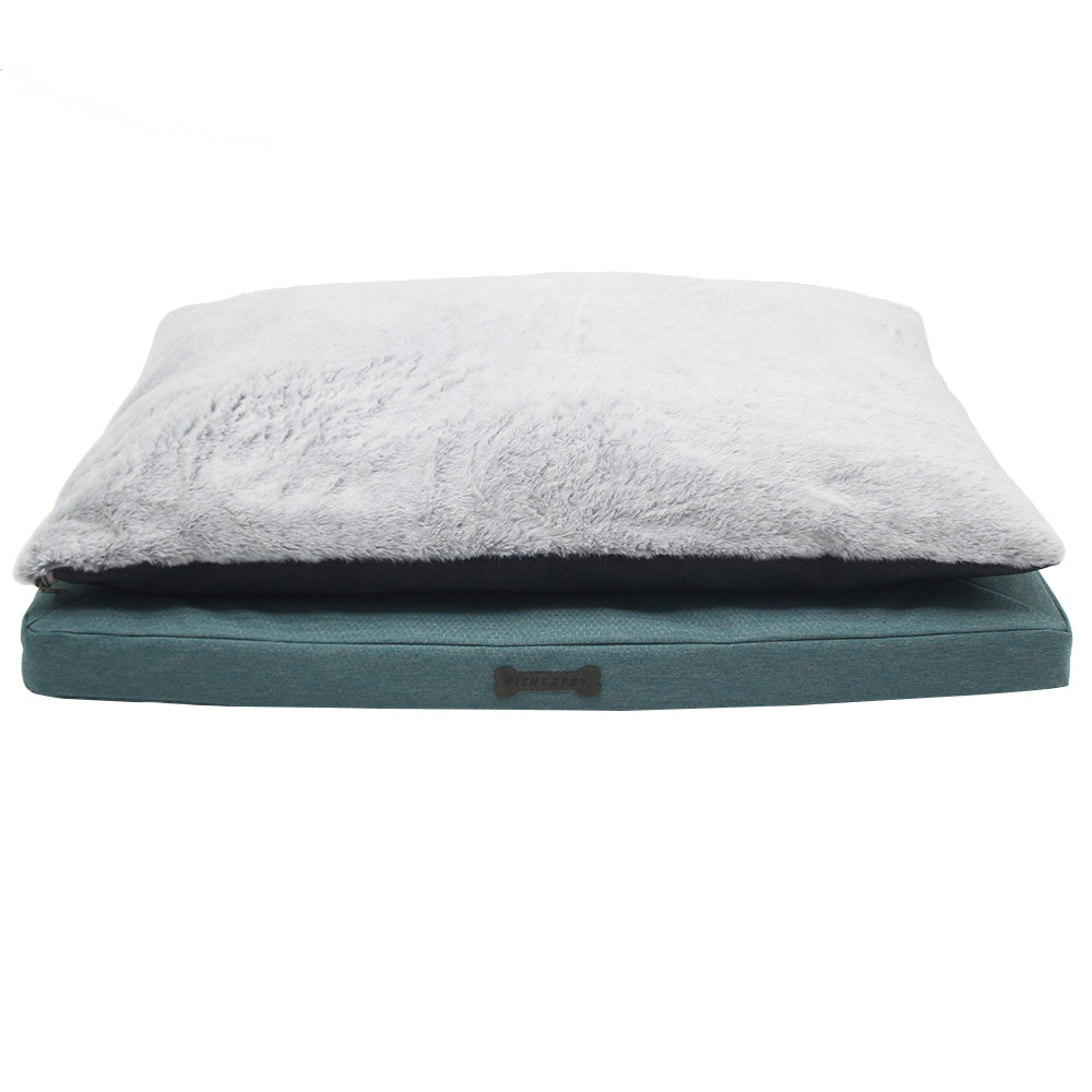 PET841 2 In 1 Pet Cushion Oxford Rabbit Fur Rectangle Dog Mattress