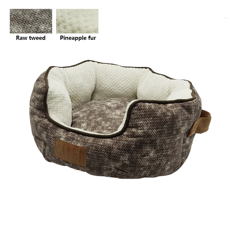 PE676 Leather Cat Dog Oval Bed