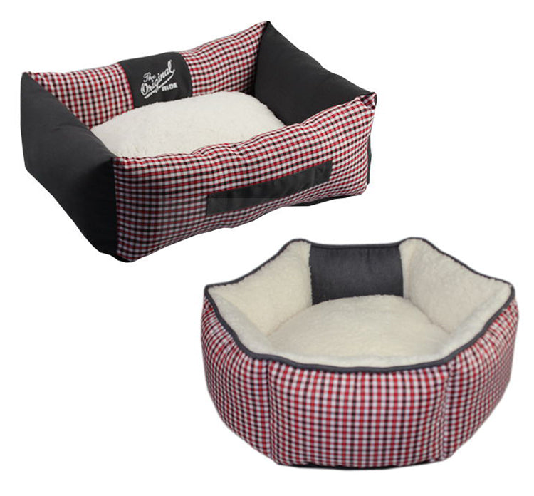 PET566  Warming Red Stripe Cat Calming Beds Soft Dog Bed