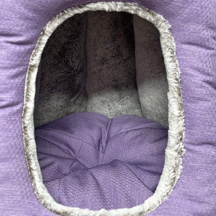 PET841 Rabbit Fur+Earth Pattern Oxford Cat House