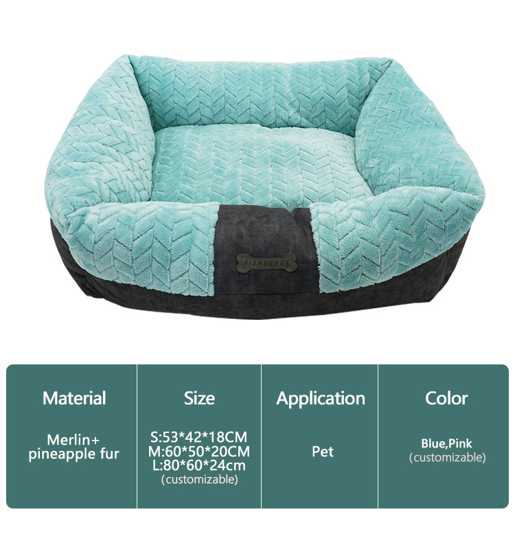 Pet953 Flannel  Rectangle Puppy Dog  Bed