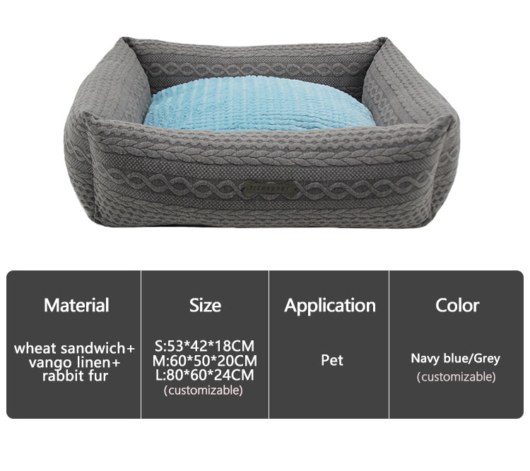 PET959 Wheat Sandwich Vango Linen Dog Rectangle Bed Lounger Bed