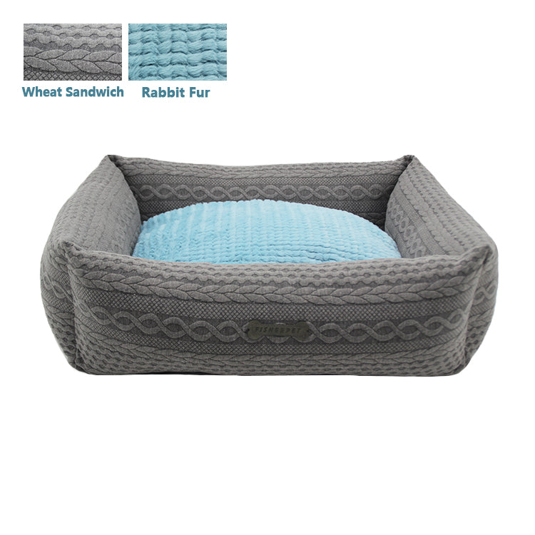 PET959 Wheat Sandwich Vango Linen Dog Rectangle Bed Lounger Bed