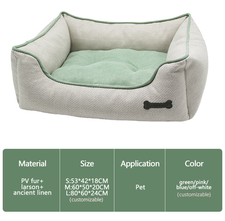 PET960 Colorful Raw Linen Fabric Human Dog Bed