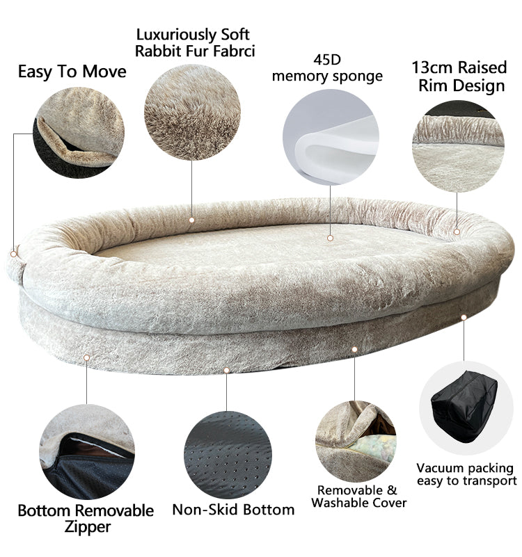 PET970 Rabbit Fur Human Size Dog Bed