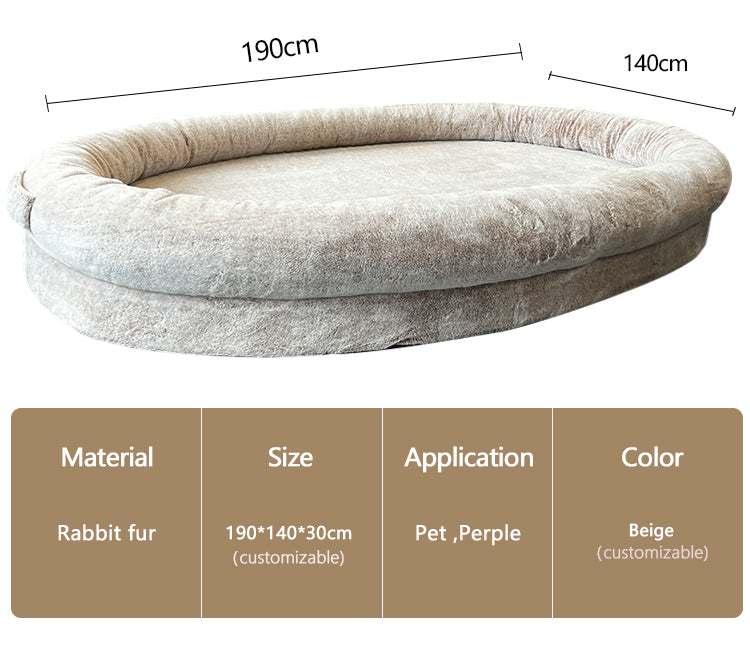 PET970 Rabbit Fur Human Size Dog Bed