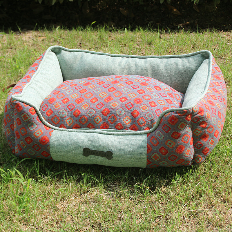 PET996 Vango Linen Non-Slip Bottom Breathable Rectangle Dog Bed