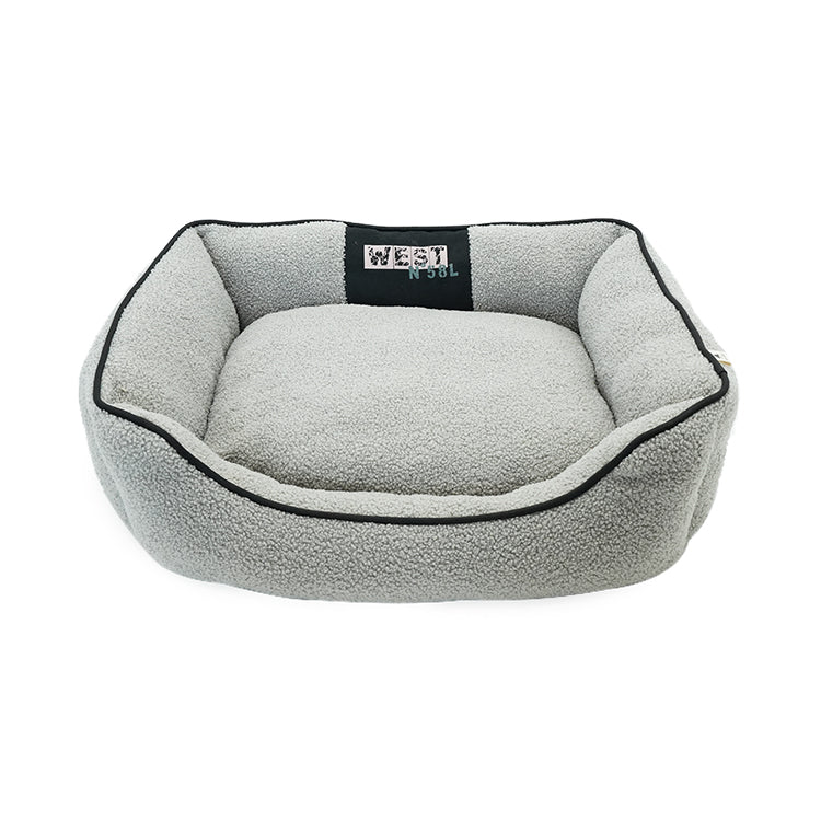 Pet870 Teddy Fur Rectangle Lounger Dog Bed With Pillow