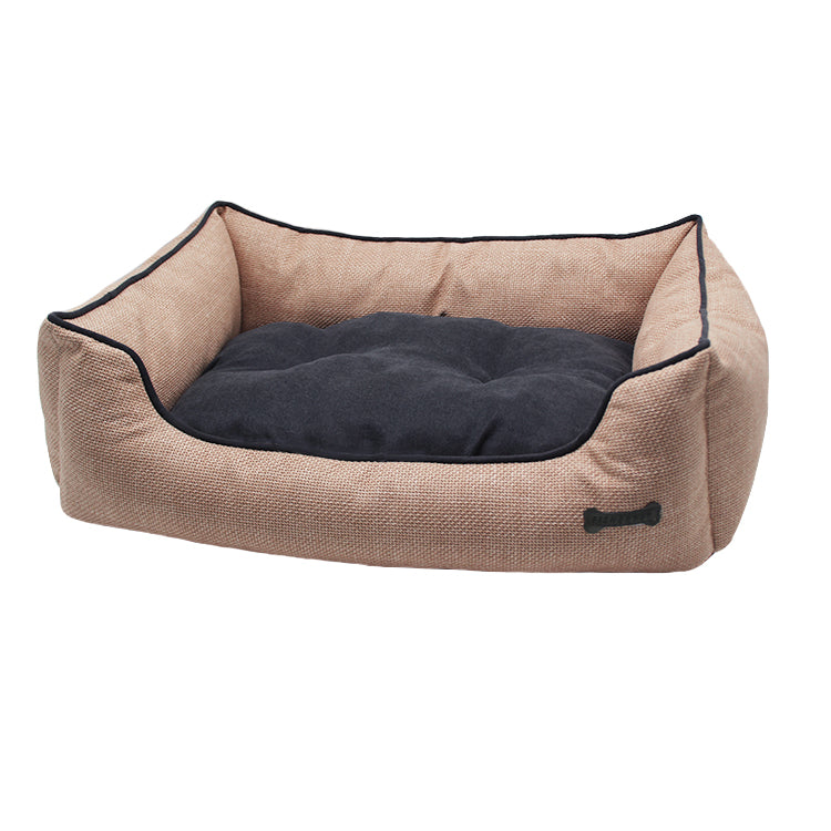 PET960 Colorful Raw Linen Fabric Human Dog Bed