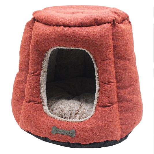 PET841 Rabbit Fur+Earth Pattern Oxford Cat House