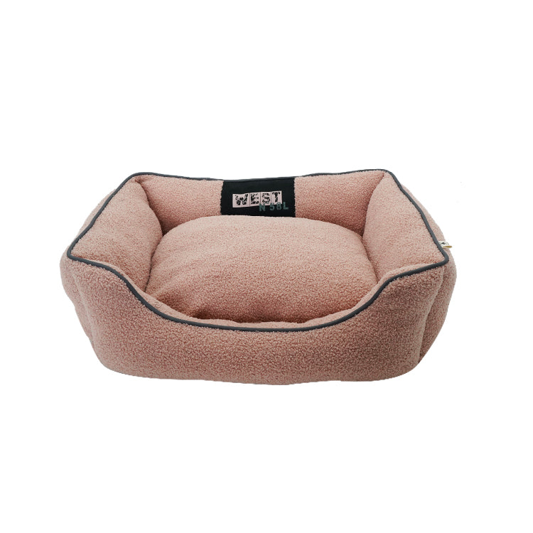 Pet870 Teddy Fur Rectangle Lounger Dog Bed With Pillow