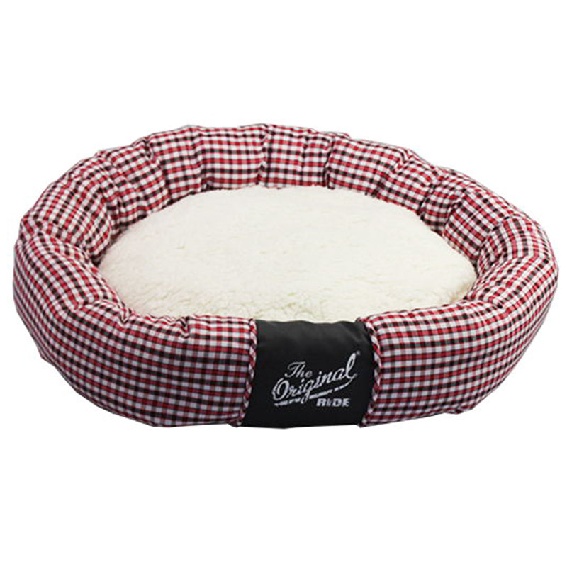 PET566  Warming Red Stripe Cat Calming Beds Soft Dog Bed