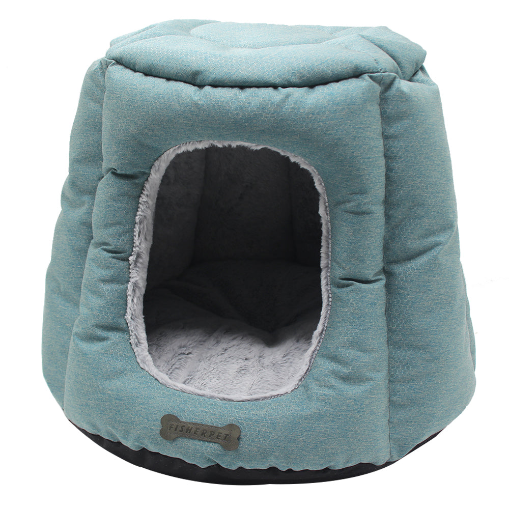 PET841 Rabbit Fur+Earth Pattern Oxford Cat House