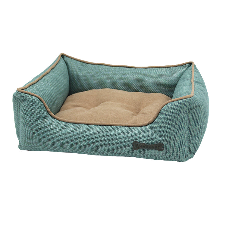 PET960 Colorful Raw Linen Fabric Human Dog Bed