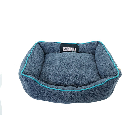 Pet870 Teddy Fur Rectangle Lounger Dog Bed With Pillow