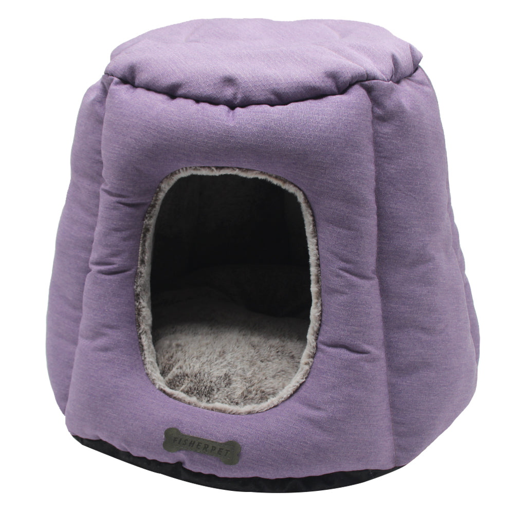 PET841 Rabbit Fur+Earth Pattern Oxford Cat House