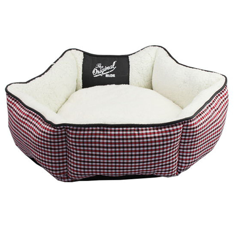 PET566 Red Stripe Fabric Cat Cave Sleeping Bed