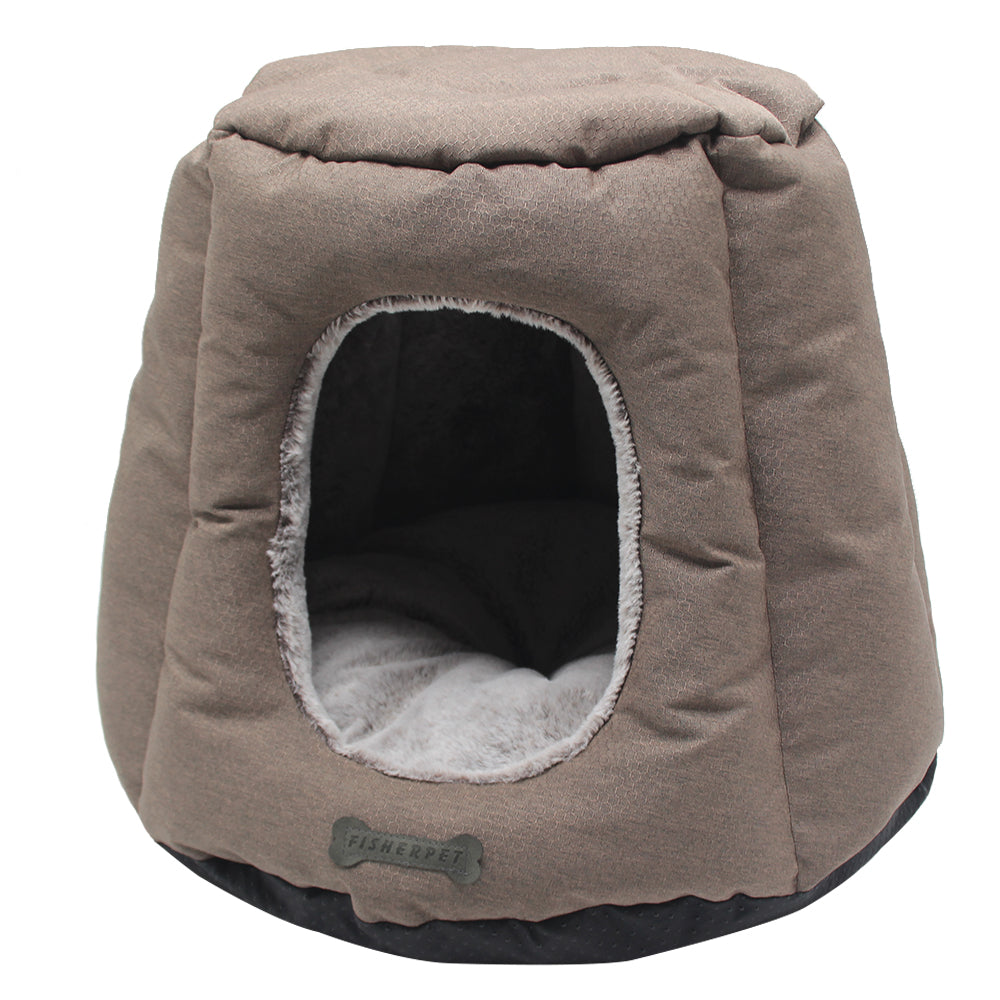 PET841 Rabbit Fur+Earth Pattern Oxford Cat House