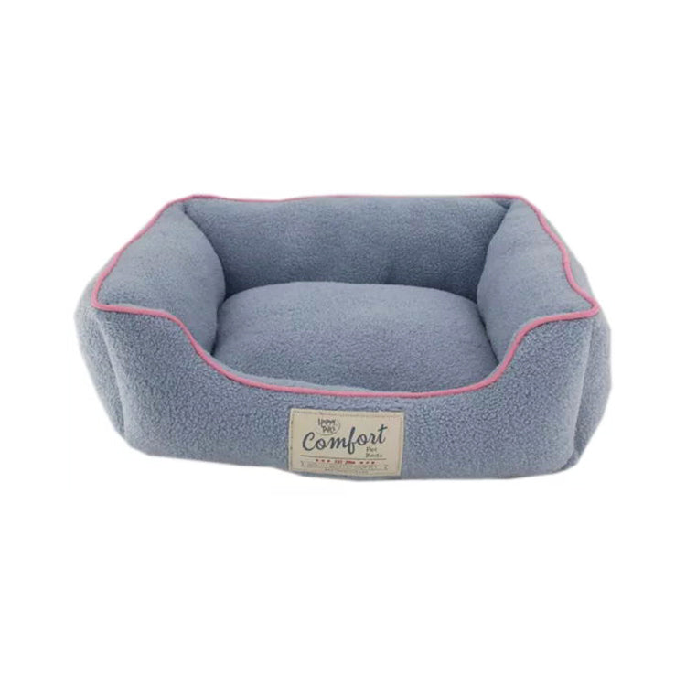 Pet870 Teddy Fur Rectangle Lounger Dog Bed With Pillow