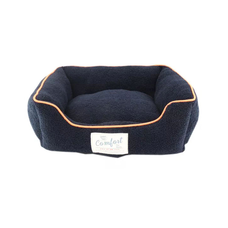 Pet870 Teddy Fur Rectangle Lounger Dog Bed With Pillow